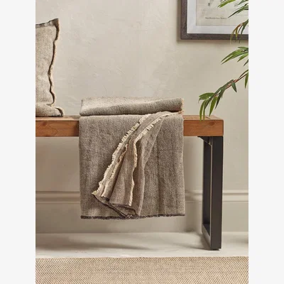Cox and Cox Frayed Edge Throw - Slate Grey