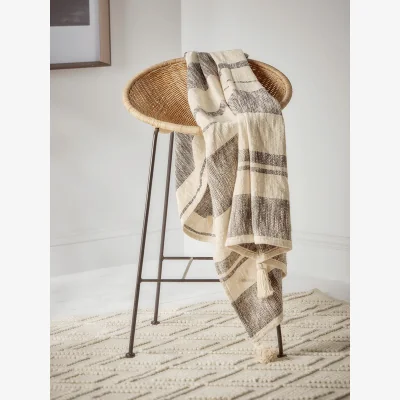 Cox and Cox NEW Monochrome Stripe Cotton Throw