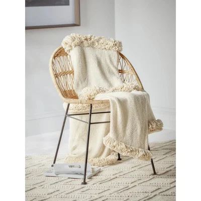 Cox and Cox NEW Cotton Tufted Striped Throw