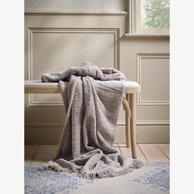 Cox and Cox Dovetail Grey Chenille Throw
