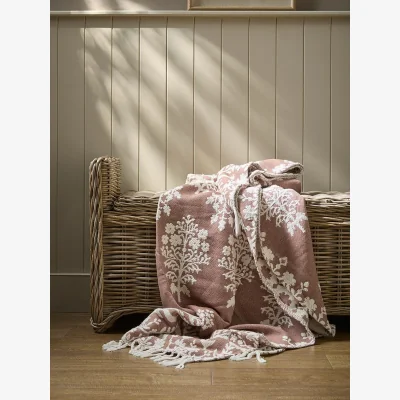 Cox and Cox Heritage Pink Tasselled Throw