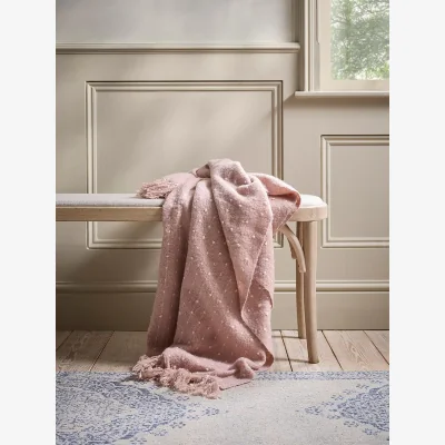 Cox and Cox Dusty Pink French Knot Throw