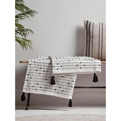 Cox and Cox Tasseled Black & Cream Textured Throw