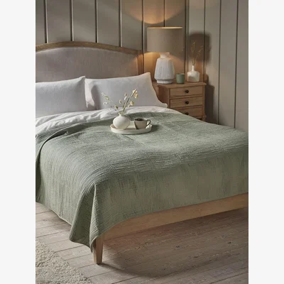 Cox and Cox Cotton Bedspread - Eucalyptus