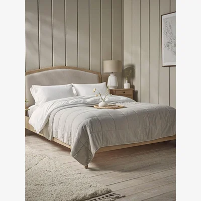 Cox and Cox Cotton Quilted Bedspread - Grey