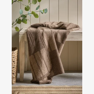 Cox and Cox Heritage Chequered Throw - Brown