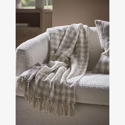 Cox and Cox Natural Gingham Throw