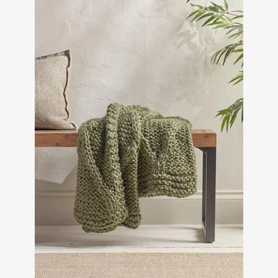 Cox and Cox Cable Knit Diamond Throw
