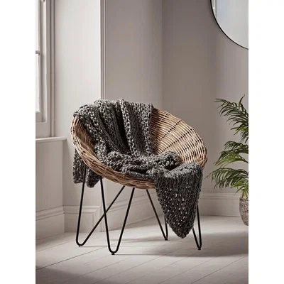 Cox and Cox Chunky Knit Throw - Charcoal