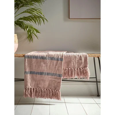 Cox and Cox Blush Striped Cotton Throw
