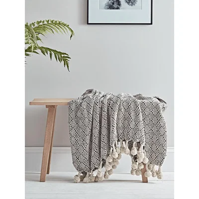 Cox and Cox Monochrome Pom Pom Throw