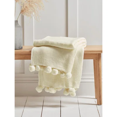 Cox and Cox NEW Pom Pom Knitted Throw