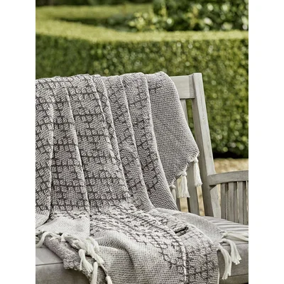 Cox and Cox Indoor Outdoor Diamonds Reversible Throw - Grey