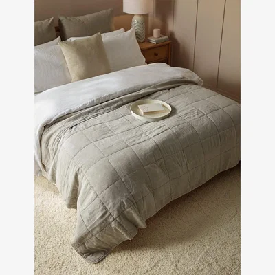 Cox and Cox Cotton Quilted Bedspread - Swedish Grey
