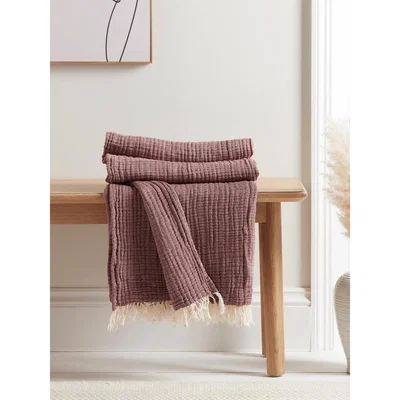 Cox and Cox Organic Cotton Throw - Dusky Mauve