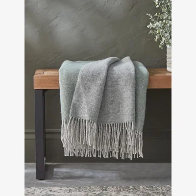Cox and Cox Soft Wool Reversable Throw - Sage & Grey