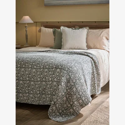 Cox and Cox Collette Bedspread -Sage
