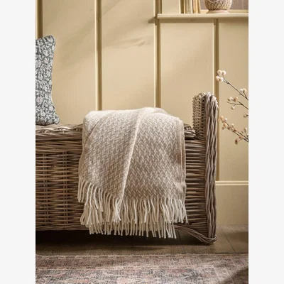 Cox and Cox Soft Wool Diamond Throw - Barley
