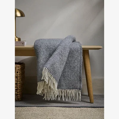 Cox and Cox Soft Wool Chevron Throw - Charcoal