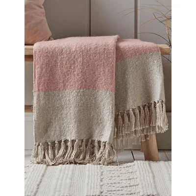 Cox and Cox Fringe Two Tone Throw - Blush