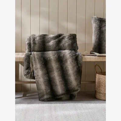 Cox and Cox Supersoft Faux Fur Throw - Brown Rabbit