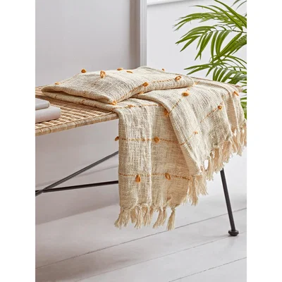 Cox and Cox NEW Textured Striped Throw - White