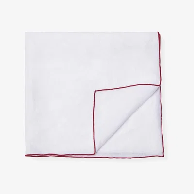 The Conran Shop Contrast Edged Linen Napkin in White & Red