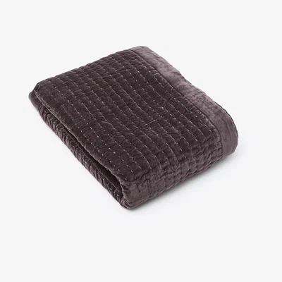 The Conran Shop Kantha Velvet Quilted Throw in Fog