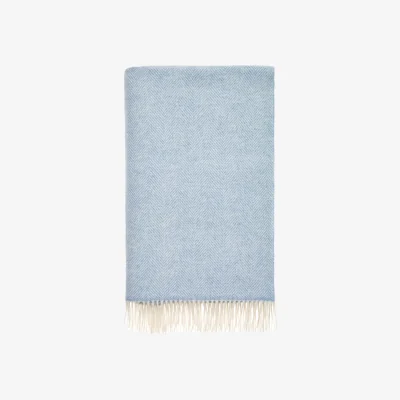 Casa by JJ Soft Blue British Merino Wool Throw Blanket