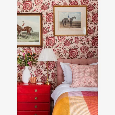 Casa by JJ Wool Waffle Blanket In Orange/Pink Check