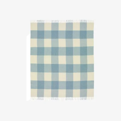 Casa by JJ Lucy's  Sky Blue Checker Merino Throw Blanket