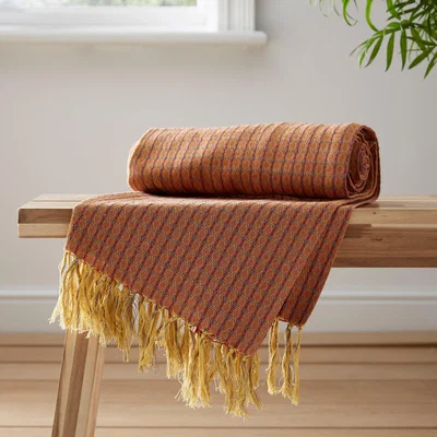 Dunelm Bilbao Woven Throw Terracotta