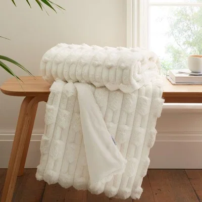 Dunelm Bianca So Soft Carved Faux Fur Throw Blanket 150cm x 200cm