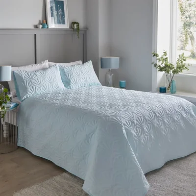 Dunelm Cavali Bedspread 230cm x 200cm Duck Egg (Blue)