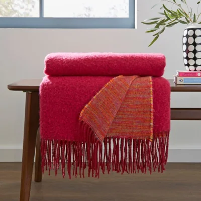 Dunelm Elements Clarke Mohair Throw 130x180cm Magenta