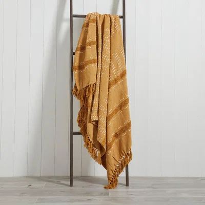 Dunelm Sundown 130cm x 180cm Throw Yellow and White