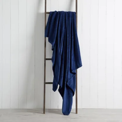 Dunelm Soft Fleece Recycled Throw, 130x170cm Navy (Blue)