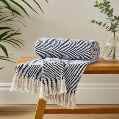 Dunelm Jenson Herringbone Throw Blanket 235cm x 235cm