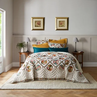 Dunelm Dorma Tove Patchwork Bedspread MultiColoured