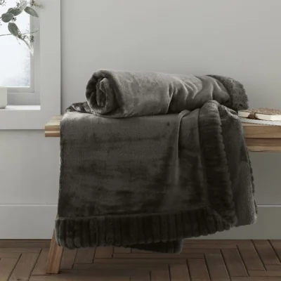 Dunelm Catherine Lansfield Faux Velvet 150cm x 200cm Throw Grey