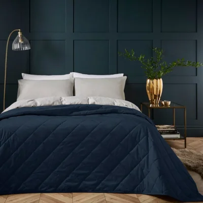 Dunelm Castleton Bedspread Navy (Blue)