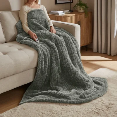 Dunelm Teddy Electric Throw Charcoal (Grey)