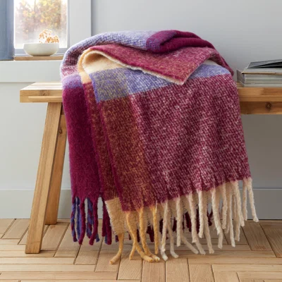 Dunelm Catherine Lansfield Faux Mohair Check Throw Blanket 130cm x 170cm
