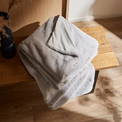 Dunelm Lenon Plush Throw Grey