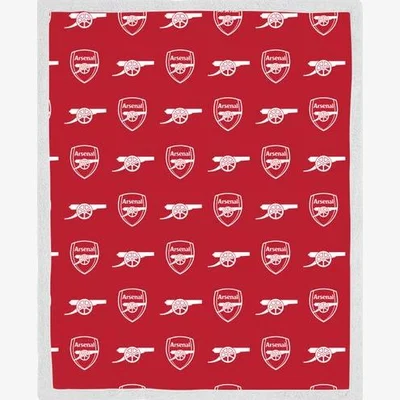 Dunelm Arsenal Stamp Sherpa Fleece Blanket 100cm x 150cm