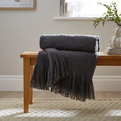 Dunelm Brushed Boucle Throw Blanket
