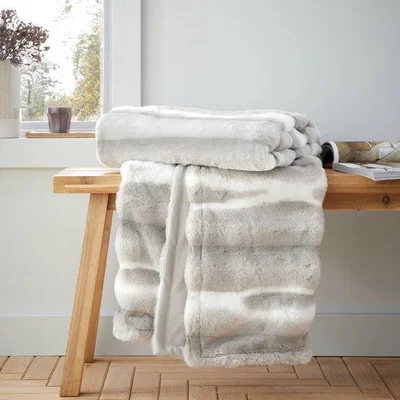 Dunelm Flint Faux Fur Throw Blanket 130cm x 170cm