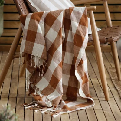 Dunelm Yard Chesil Check Cotton Throw Blanket 130cm x 170cm
