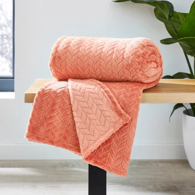 Dunelm Amelia Recycled Throw, 200cm x 200cm Ginger
