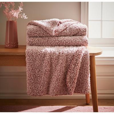 Dunelm Teddy Bear Soft Marl Throw Pink